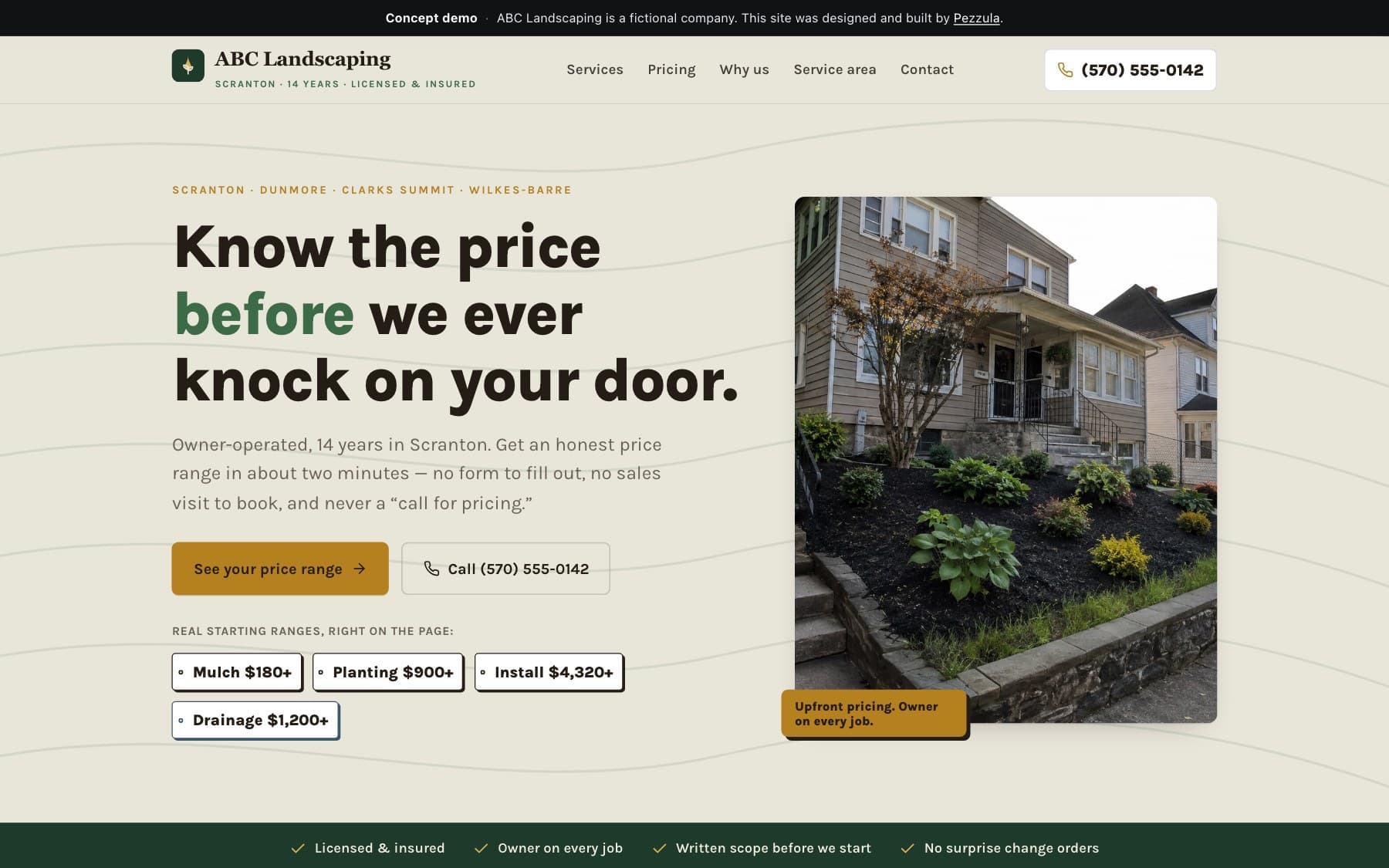 ABC Landscaping — a landscaping company website design concept by Pezzula