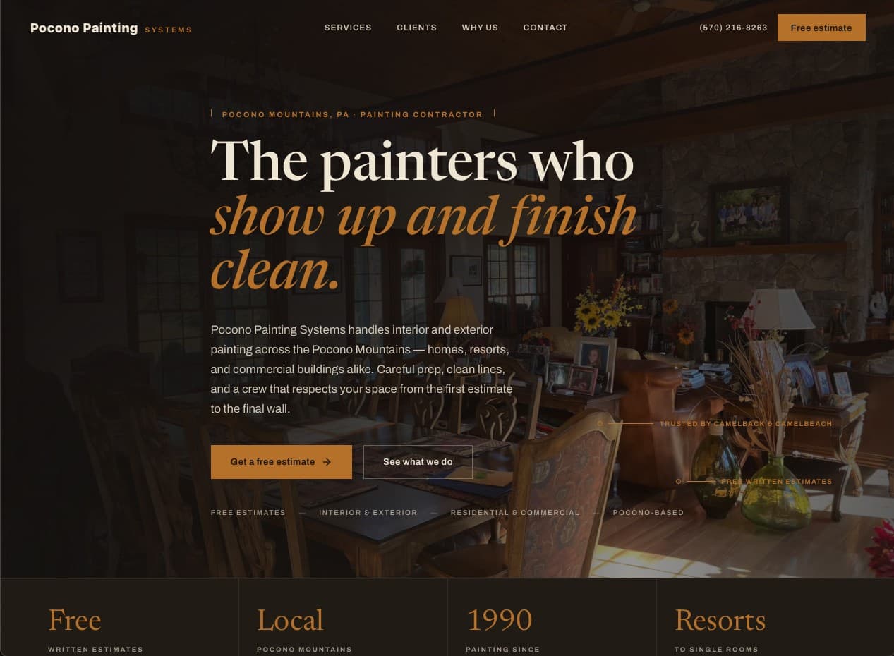 Pocono Painting Systems — a painting contractor website built by Pezzula